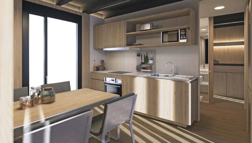 Visualization of the interior of the accommodation facilities in Lleida-Alguaire for BAA Training students