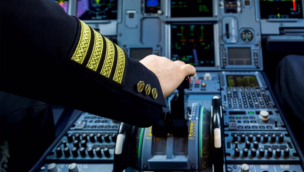 An airline Captain piloting the airplane.