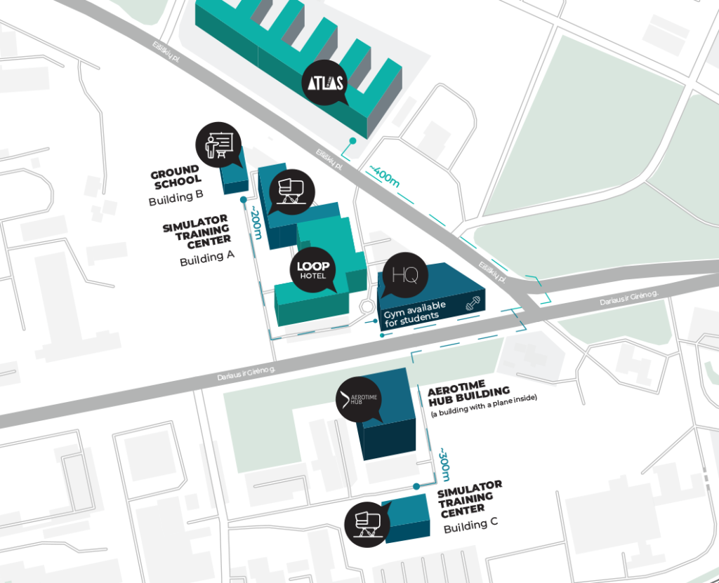 A map of BAA Training Lithuania’s infrastructure