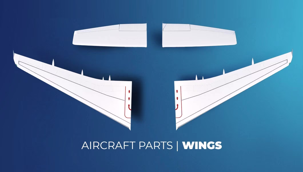 Aircraft wings of Cessna 172S and Airbus A320