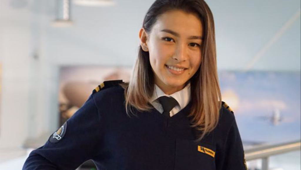 Assolat Sandybayeva, student pilot at Civil Aviation Academy of Kazakhstan, completing part of her training at BAA Training in Europe