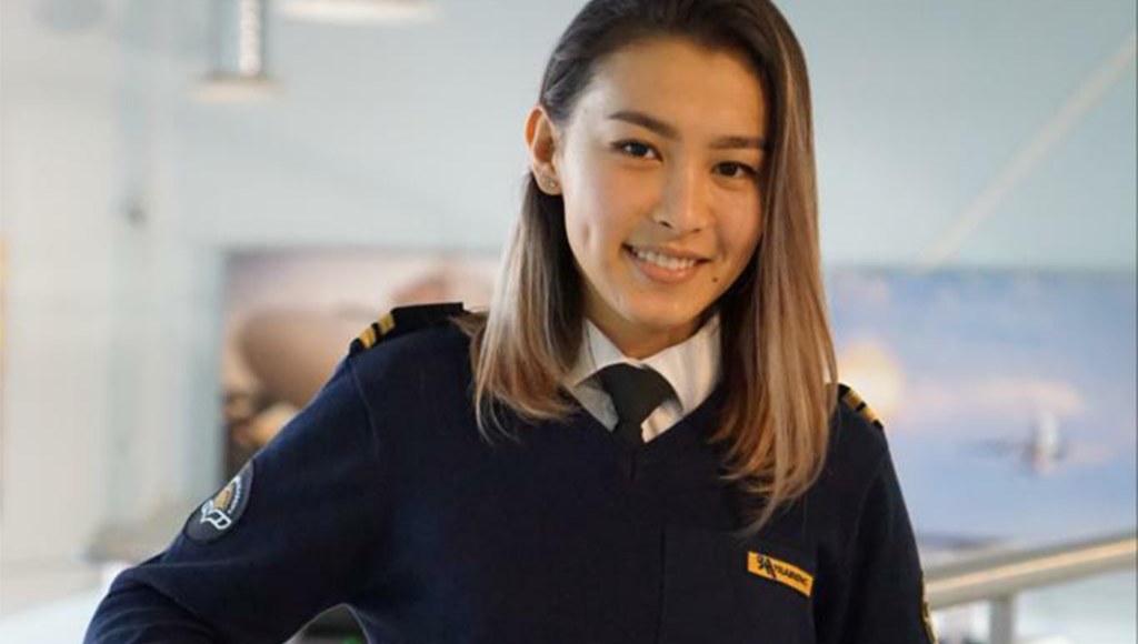 Assolat Sandybayeva, student pilot at Civil Aviation Academy of Kazakhstan, completing part of her training at BAA Training in Europe