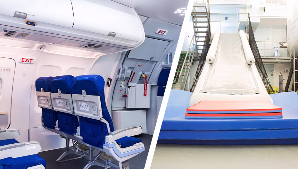 A320 Door and OWE trainer and A320 Slide at BAA Training Lithuania