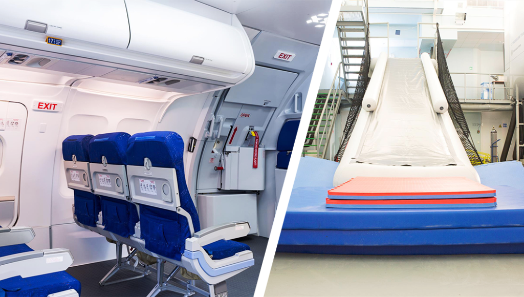 A320 Door and OWE trainer and A320 Slide at BAA Training Lithuania