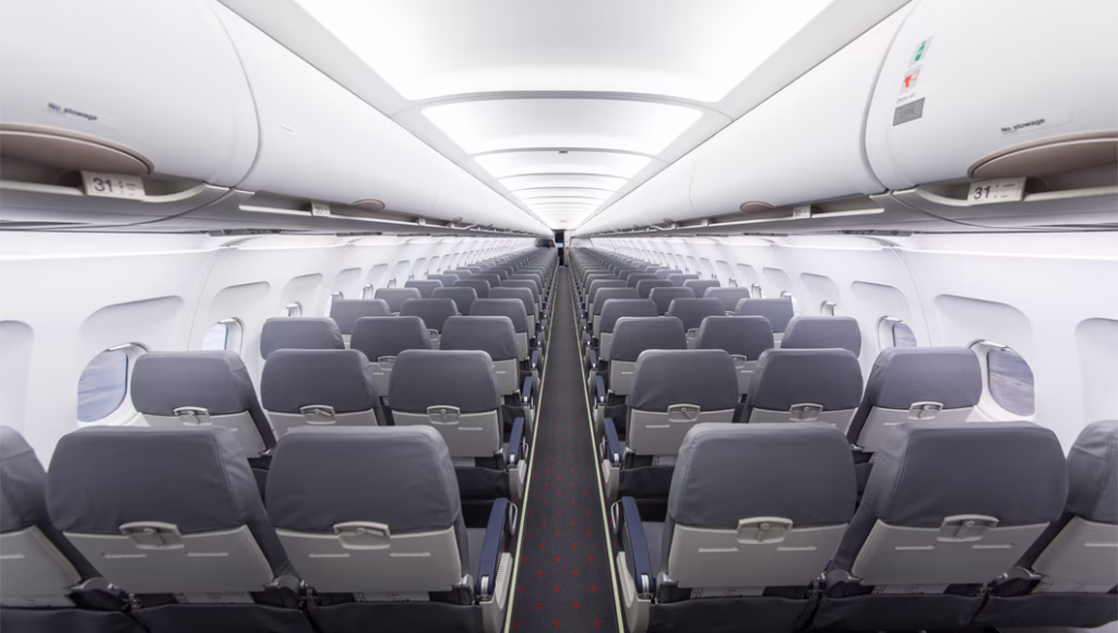 Vue de la cabine passagers d'un Airbus A320neo