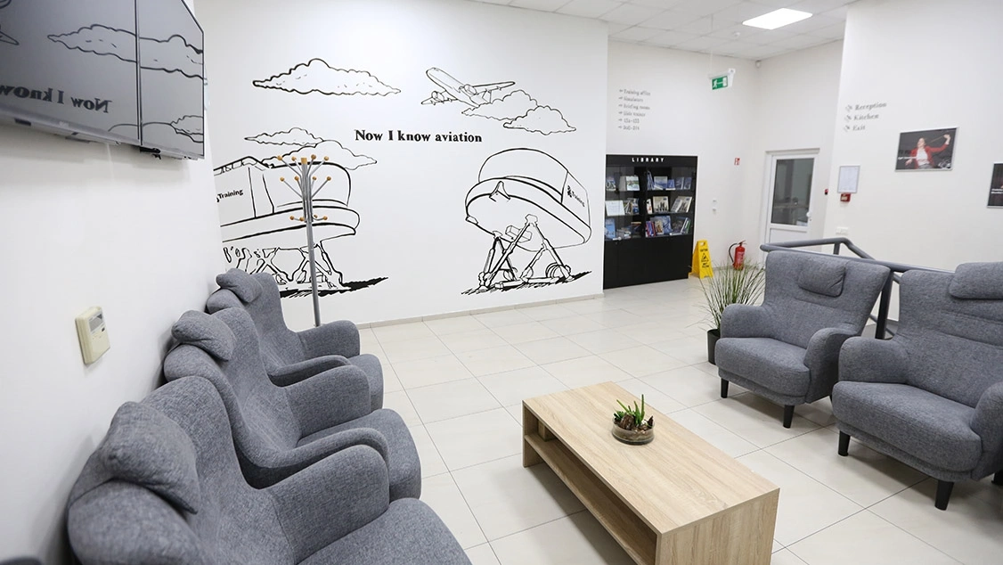 Aviation training center lobby in Lithuania