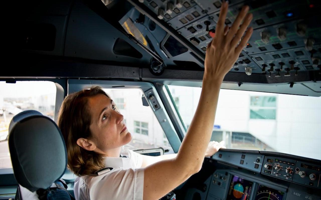 pilot in the flight deck