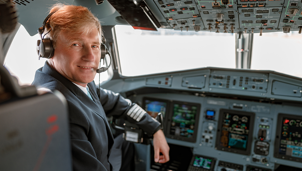 Pilot in the flight deck