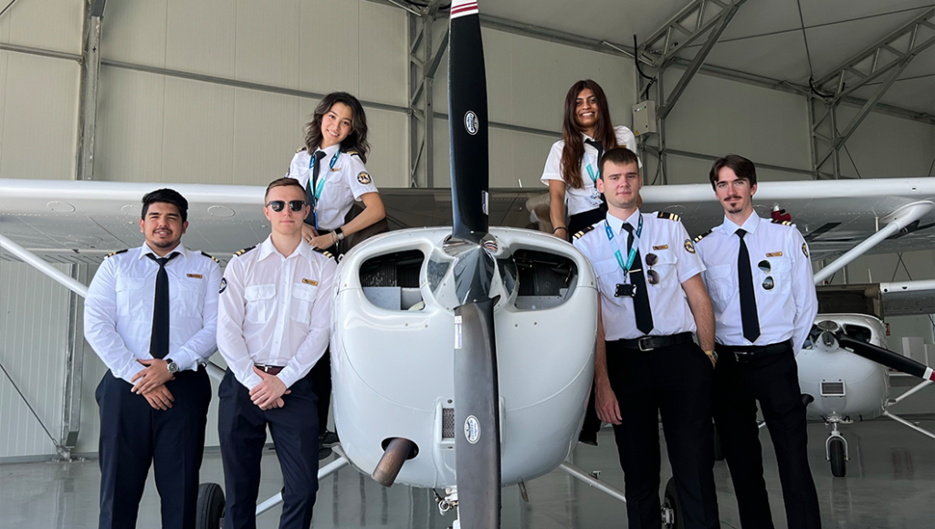 Flight school students at BAA Training