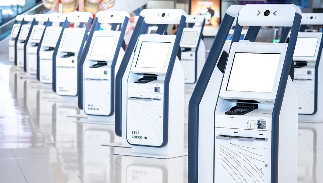 A self check-in system at an airport