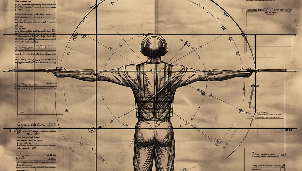 Vitruvian Man as Airport Marshaller