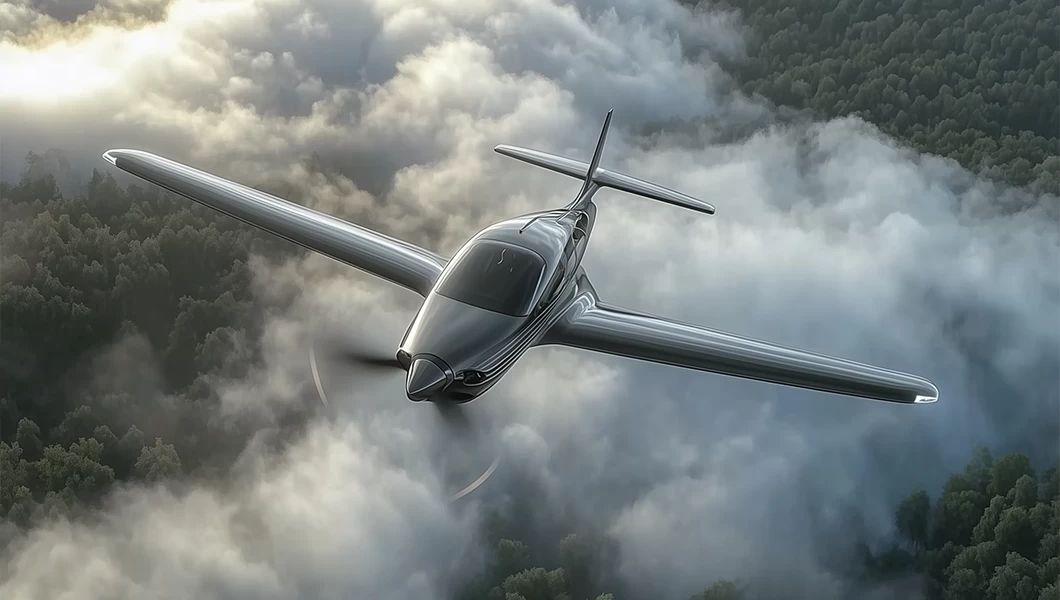 A futuristic-looking electric powered aircraft.