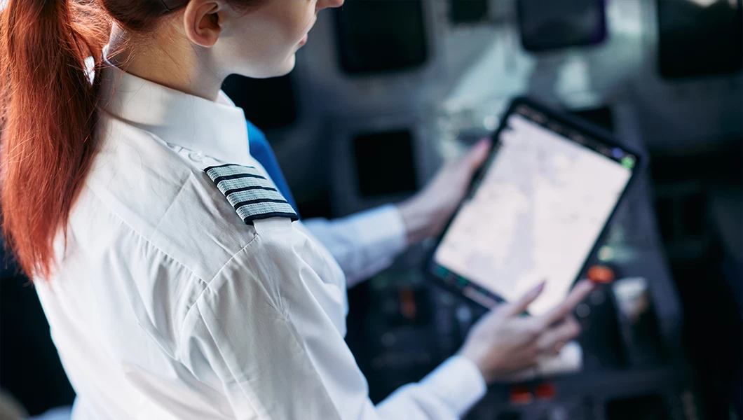 A female pilot conducting an LPC check