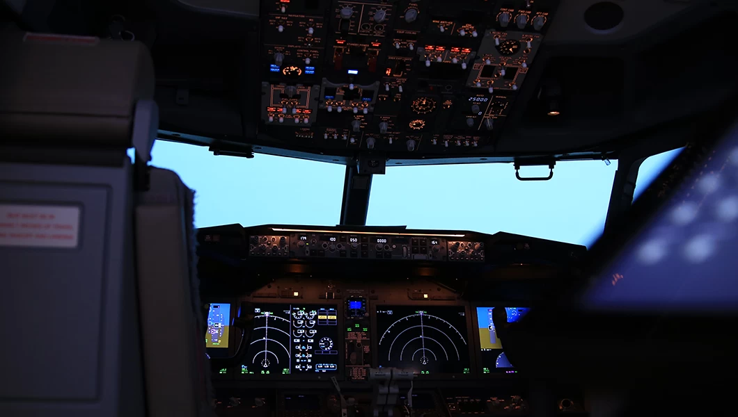 Cockpit of an full flight simulator