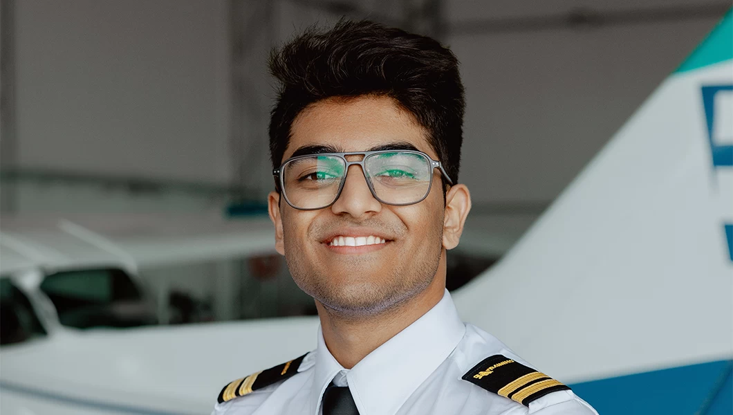 Indian student pilot Vihaan at BAA Training