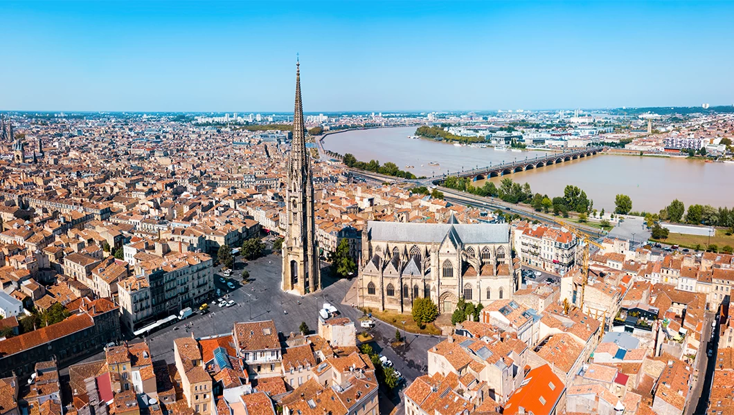 Bird's eye view of the city of Bordeaux, France