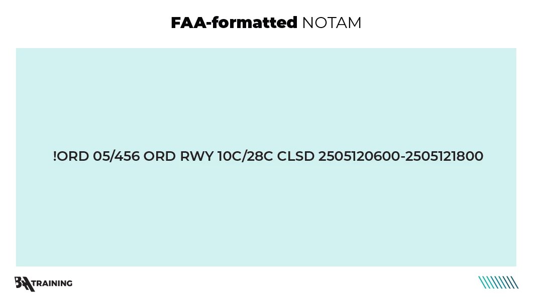 An example of an FAA formatted NOTAM
