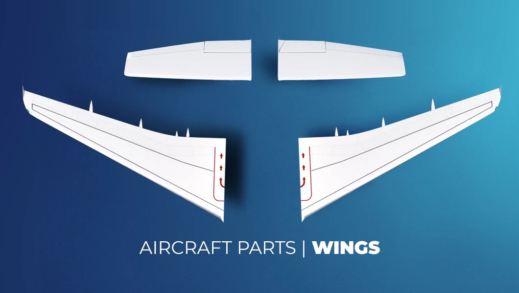 Aircraft wings of Cessna 172S and Airbus A320
