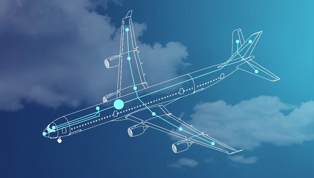 A simplified schematic of a Fly-By-Wire system across the aircraft