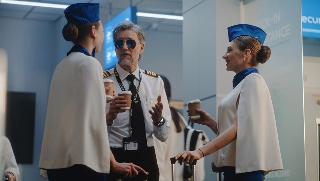 Pilot and Cabin Crew in an airport